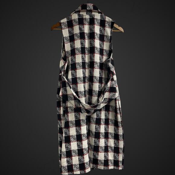 BCBGeneration Black White Red Longline Vest Small Sleeveless Jacket - Picture 7 of 9